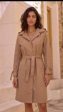 London Fog Vintage Maincoats Trench Coat Belted Hooded rose color